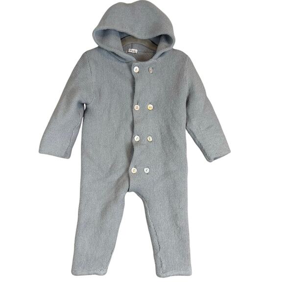 Mebi Baby Seed Stitch Knit Pram Suit Romper Hood One Piece Sweater 24 Months - Picture 1 of 12
